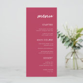 Viva Magenta Vibrant Minimalist Weddenrennen Manne Menu (Staand voorkant)