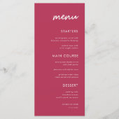 Viva Magenta Vibrant Minimalist Weddenrennen Manne Menu (Voorkant)