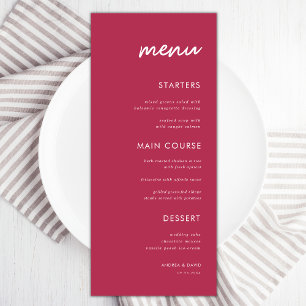 Viva Magenta Vibrant Minimalist Weddenrennen Manne Menu