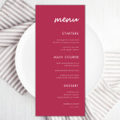 Viva Magenta Vibrant Minimalist Weddenrennen Manne Menu