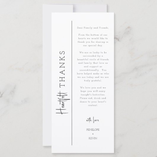 Viva Magenta Wedding Bedankt Menu Plaatskaart (Achterkant)