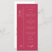 Viva Magenta Wedding Bedankt Menu Plaatskaart (Voorkant / Achterkant)