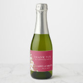 Viva Magenta & White Daisies Wedding Sparkling Wijnetiket (Voorkant)