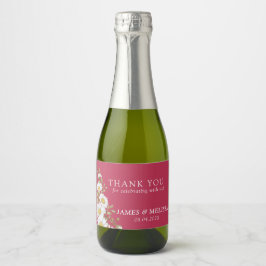 Viva Magenta & White Daisies Wedding Sparkling Wijnetiket