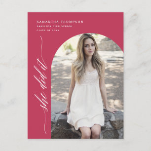 Viva Magenta ze deed het Afstuderen Arch Foto Post Briefkaart