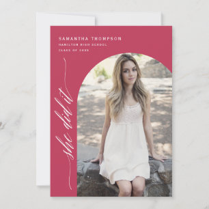 Viva Magenta ze deed het Afstuderen Foto Invi Kaart