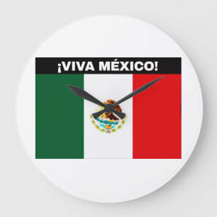 VIVA MÉXICO VLAGGEN AFBEELDING WITTE LETTERTYPE GROTE KLOK