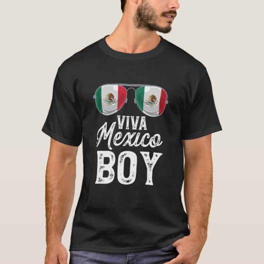 Viva Mexico Boy Sunglasses Mexican Flag Pride T-shirt (Voorkant)