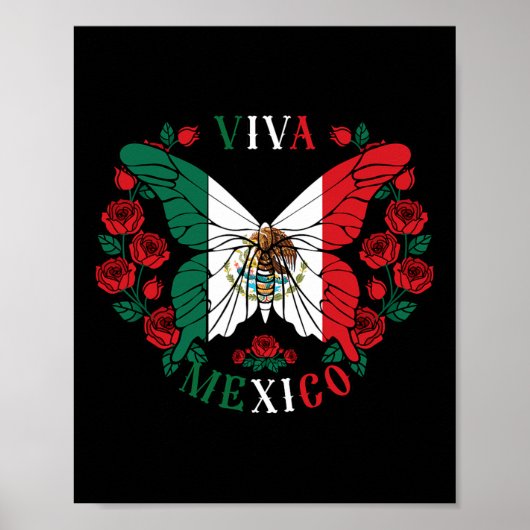 Viva Mexico Butterfly Roos Poster (Voorkant)