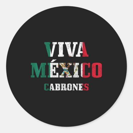 Viva Mexico Cabrones Funny Cinco De Mayo Mexican F Ronde Sticker (Voorkant)