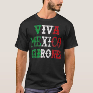 Viva Mexico Cabrones Mexicaanse vlag  nood T-shirt