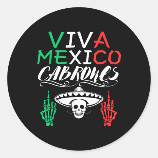 Viva Mexico Cabrones Onafhankelijkheidsdag Mexicaa Ronde Sticker (Voorkant)