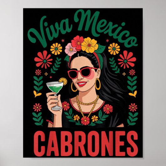 Viva Mexico Cabrones Vrouwen Mexicaanse Vlag Poster (Voorkant)