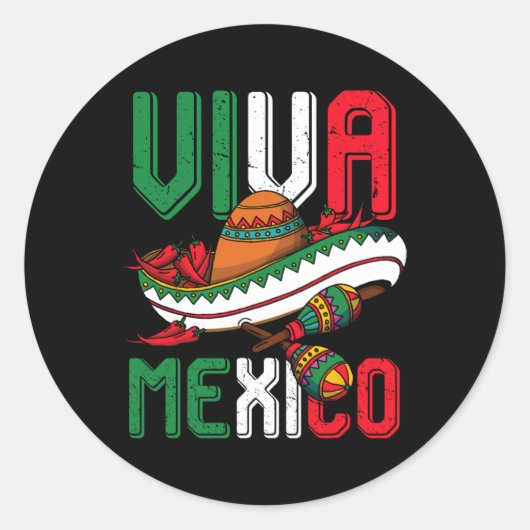 Viva Mexico Cinco De Mayo Ronde Sticker (Voorkant)