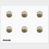 Viva Mexico Floral Sombrero Illustratie Ronde Sticker (Vel)