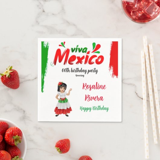 Viva Mexico Girl 200e verjaardag Servet (Insitu)