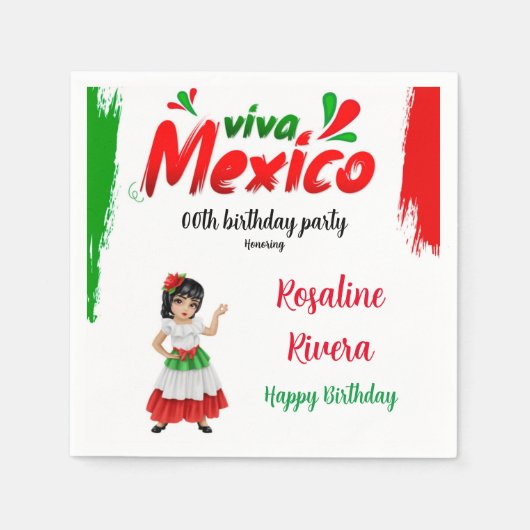 Viva Mexico Girl 200e verjaardag Servet (Voorkant)