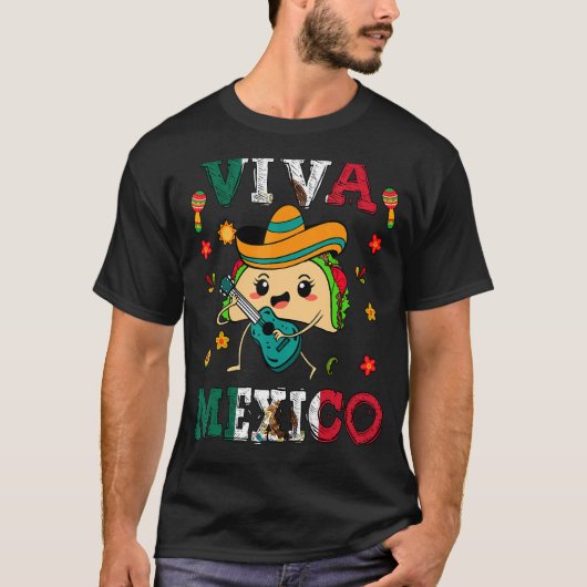 Viva Mexico Independence Day Pride Mexicaanse Taco T-shirt (Voorkant)