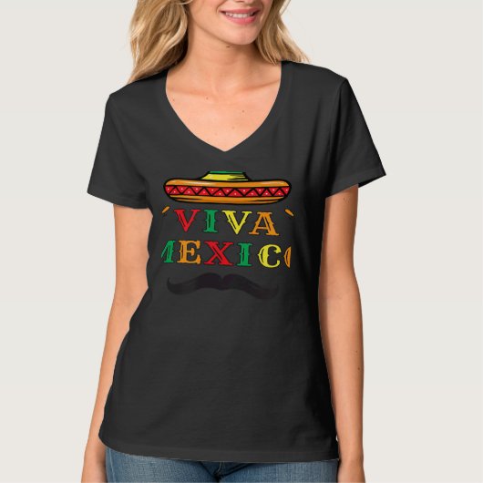 Viva Mexico Let's Fiesta Mexican maracas sombrero  T-shirt (Voorkant)