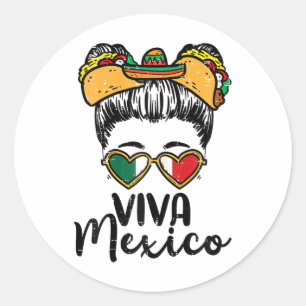 Viva Mexico Meisje Cinco De Mayo Mexicaanse Onafha Ronde Sticker
