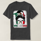 Viva Mexico Messy Bun met Bandana en Glasses Mex T-shirt (Design voorkant)