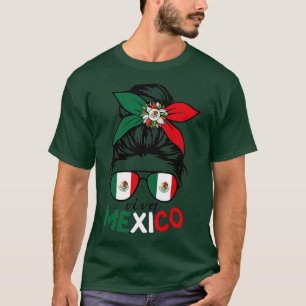 Viva Mexico Messy Bun met Bandana en Glasses Mex T-shirt