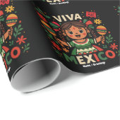 Viva Mexico Mexicaans meisje Onafhankelijkheidsdag Cadeaupapier (Rol Hoek)