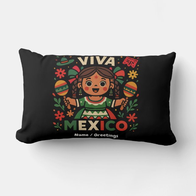 Viva Mexico Mexicaans meisje Onafhankelijkheidsdag Kussen (Voorkant)