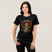 Viva Mexico Mexicaans meisje Onafhankelijkheidsdag Tri-Blend Shirt (Voorkant volledig)