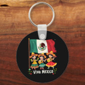 Viva Mexico Mexicaanse Onafhankelijkheidsdag Gitaa Sleutelhanger (Voorkant)