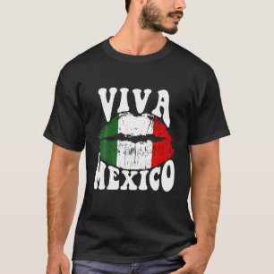 Viva Mexico Mexicaanse vlag Lips Latino Maracas Ci T-shirt