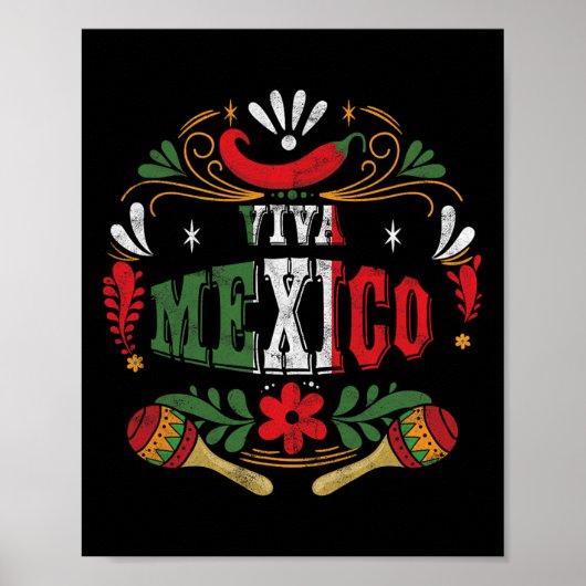 Viva Mexico Mexican Fiesta Cinco De Mayo Poster (Voorkant)