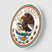 Viva Mexico Mexican Flag Icon w/Gold Text Grote Klok (Hoek)