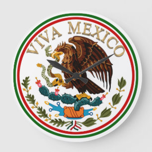 Viva Mexico Mexican Flag Icon w/Gold Text Grote Klok