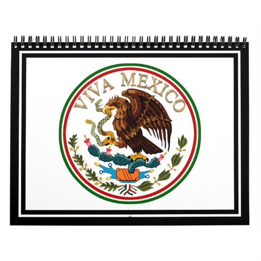 Viva Mexico Mexican Flag Icon w/Gold Text Kalender (Hoes)
