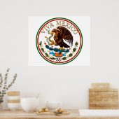 Viva Mexico Mexican Flag Icon w/Gold Text Poster (Keuken)