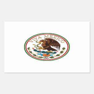 Viva Mexico Mexican Flag Icon w/Gold Text Rechthoekige Sticker