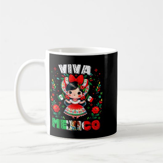 Viva Mexico Mexican Girl Flag Independence Day Gir Koffiemok (Links)