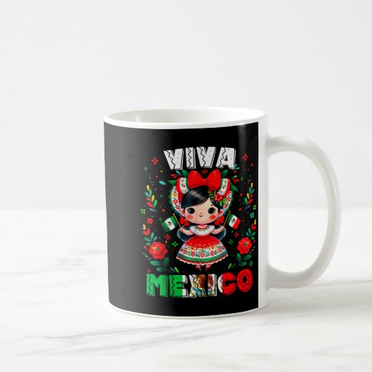 Viva Mexico Mexican Girl Flag Independence Day Gir Koffiemok (Rechts)