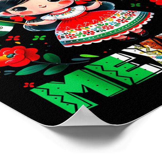 Viva Mexico Mexican Girl Flag Independence Day Gir Poster (Hoek)