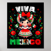 Viva Mexico Mexican Girl Flag Independence Day Gir Poster (Voorkant)