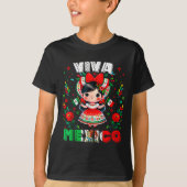 Viva Mexico Mexican Girl Flag Independence Day Gir T-shirt (Voorkant)