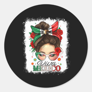 Viva Mexico Onafhankelijkheidsdag Vrouwen Mexicaan Ronde Sticker