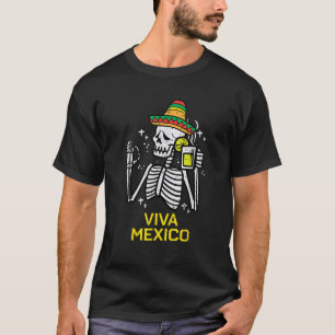 Viva Mexico Skelet Grappig Cinco Mexicaanse Onafha T-shirt