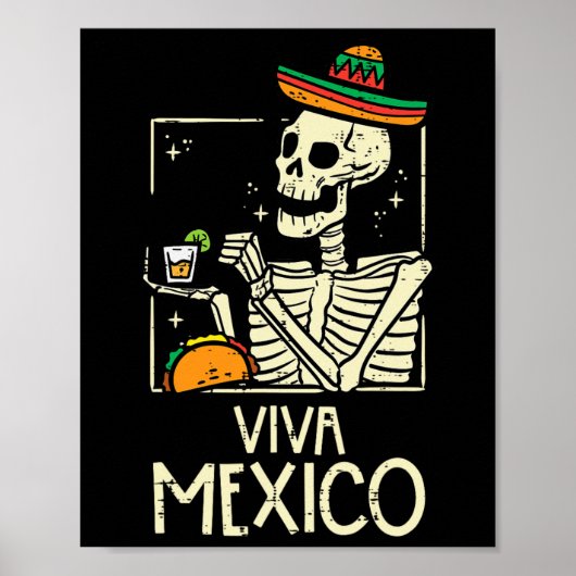 Viva Mexico Skeleton Cinco De Mayo Mexicaanse Inde Poster (Voorkant)