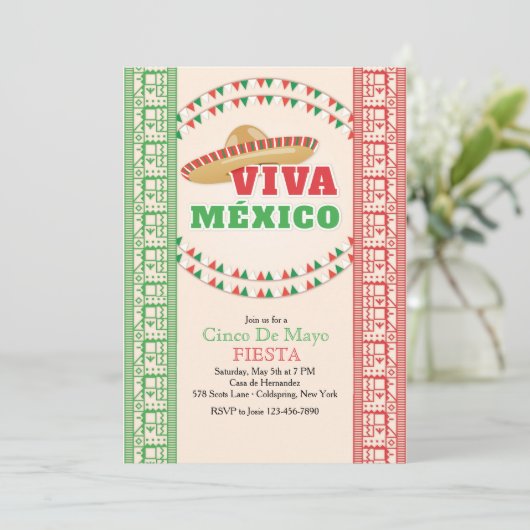 Viva Mexico Uitnodiging (Staand voorkant)