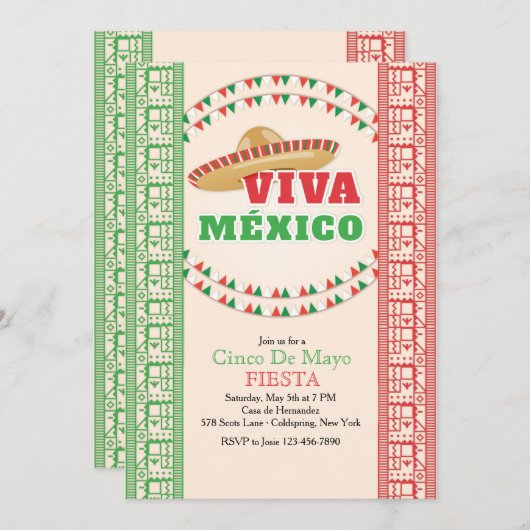Viva Mexico Uitnodiging (Voorkant / Achterkant)