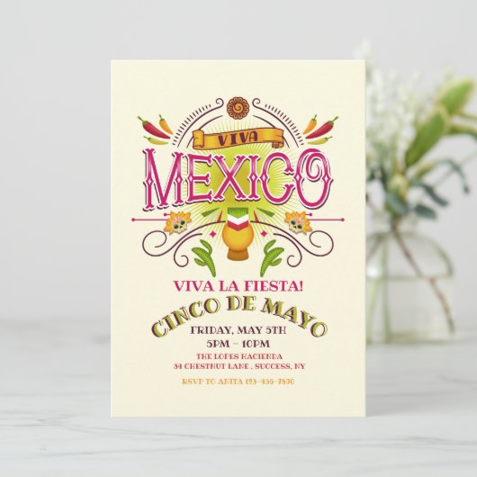 Viva Mexico Uitnodiging (Staand voorkant)