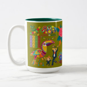 Viva Mexico Vibes olijf Tweekleurige Koffiemok