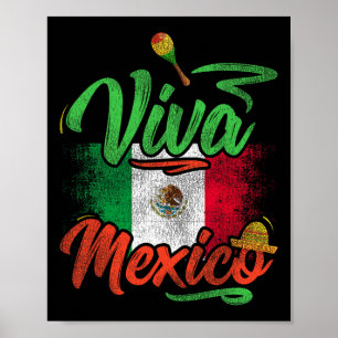 Viva Mexico Zwart Vrouwen Cinco De Mayo Mexic Poster